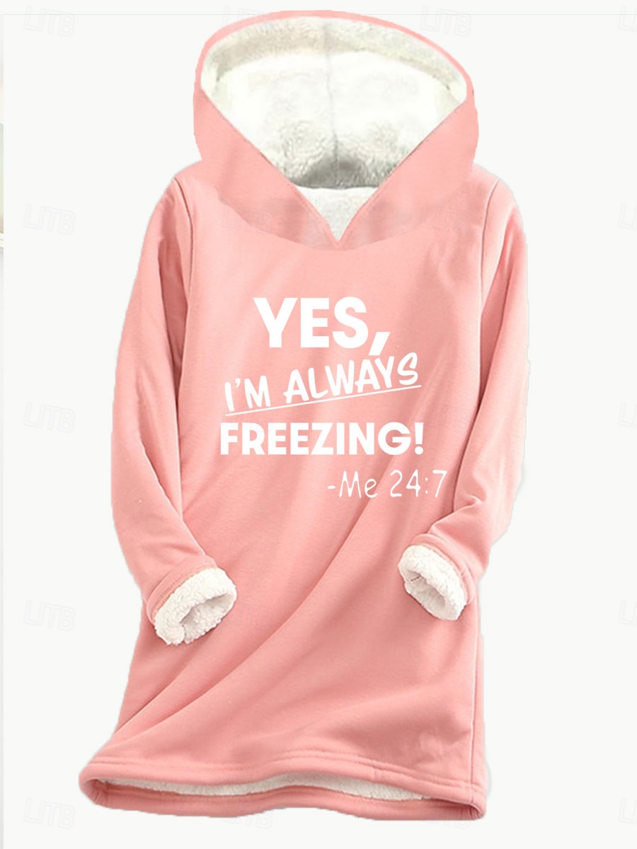 Women's Hoodie Sweatshirt Letter Street Dailywear Print Casual Comfrt Hoodie Long Sleeve Micro-elastic Fall Winter Fall & Winter Comfrt Breathable Soft Fabric - Pink