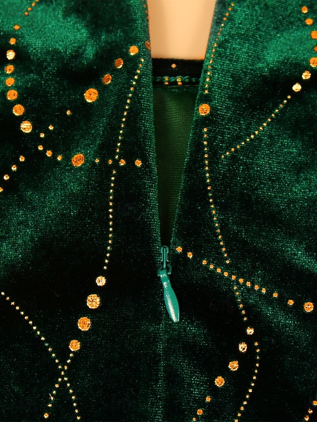 Women's Plus Size Velvet Dress Graphic Crew Neck Long Sleeve Spring Fall Elegant Fashion Modern Maxi long Dress Formal Christmas Dress - Green