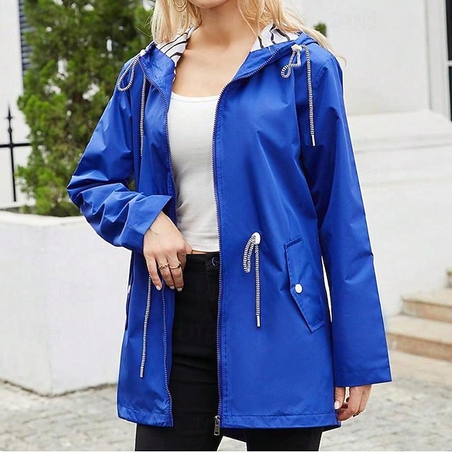 Women's Hiking Raincoat Raincoat Outdoor Waterproof Quick Dry Lightweight Jacket Camping / Hiking / Caving Traveling Blue Black Yellow Pink Red - Blue
