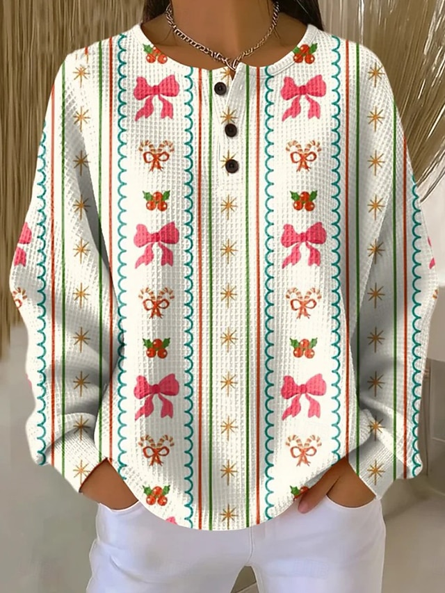 Women's Pullover Sweatshirt Geometric Abstract Casual Long Sleeve Round Neck Regular Tops Blue Black White Yellow Pink Spring Fall - White