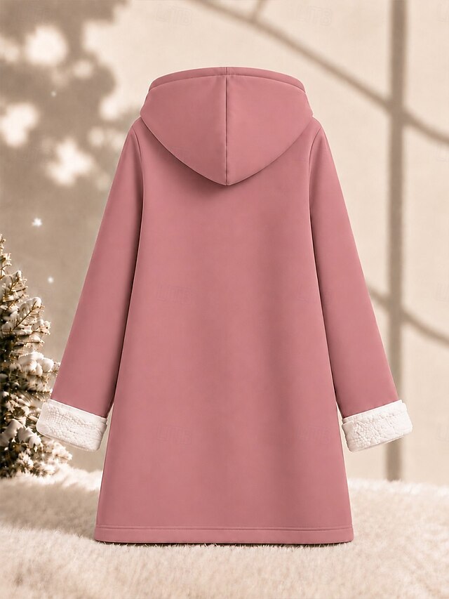 Women's Pullover Hoodie Sweatshirt Print Graphic Animal Warm Fashion Modern Long Sleeve Hooded Long Tops Casual Street Blue Light Pink Pink Red Gray Fall Winter - Pink