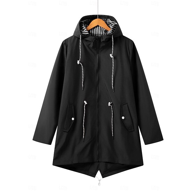 Women's Hiking Raincoat Raincoat Outdoor Waterproof Quick Dry Lightweight Jacket Camping / Hiking / Caving Traveling Blue Black Yellow Pink Red - Black