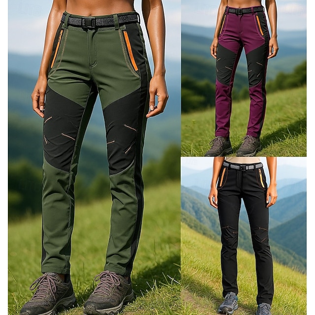 Women's Hiking Pants Trousers Waterproof pants Softshell Pants Patchwork Summer Spring Autumn / Fall Outdoor Regular Waterproof Windproof Bottoms Pocket Black Army Green Spandex Camping / Hiking - Army Green