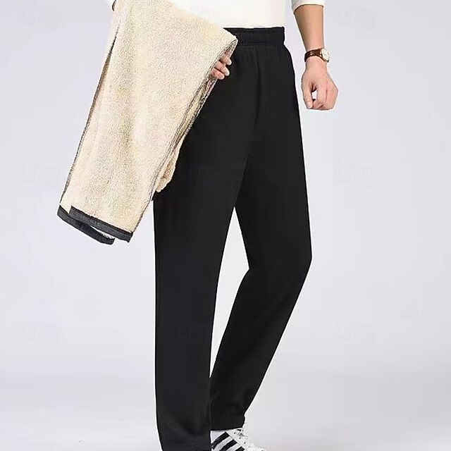 Women's Winter Sweatpants Shrepa Fleece Pants Thick with Pockets High Waist Bottoms Gym Athleisure Workout Fall & Winter Windproof Warm Gym Outdoor Running Regular Fit Sportswear Activewear Solid - Dark Blue