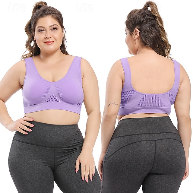 Women's Light Support Sports Bra Running Bra Open Back Cross Back Bra Top Padded Fitness Leisure Sports Running Breathable Lightweight Soft Watermelon Red Black White Solid Colored - White