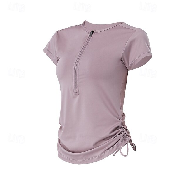 Women's Solid Colored Workout Tee Workout Tops Elastic Sweat-Wicking Breathable Tennis Pickleball Yoga Crew Neck Top White Pink Blue Tennis Clothing - Purple