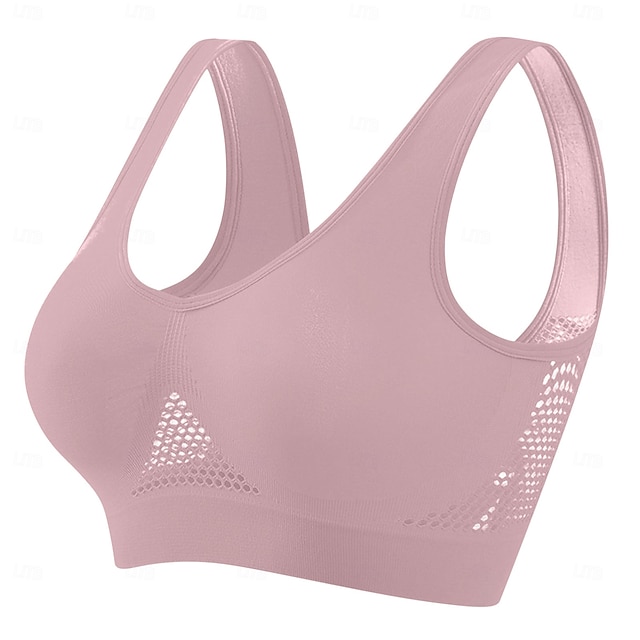 Women's Light Support Sports Bra Running Bra Open Back Bra Top No Padded Leisure Sports Jogging Running Lightweight Soft Breathable Forest Green Violet Black Solid Colored - Peach