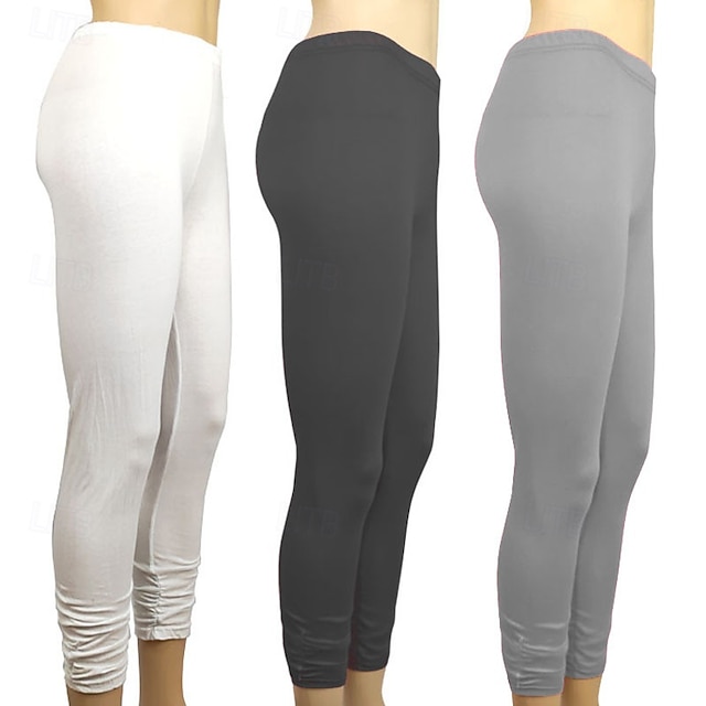 Women's Pants Trousers Leggings Cozy Leggings Streetwear Casual Full Length Natural Plain Elastic Waist Comfy Outdoor Comfortable Outdoor Athleisure Holiday Magenta Dark Grey Lake blue Wine Fall - Black