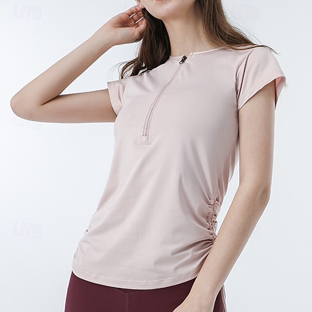 Women's Solid Colored Workout Tee Workout Tops Elastic Sweat-Wicking Breathable Tennis Pickleball Yoga Crew Neck Top White Pink Blue Tennis Clothing - White