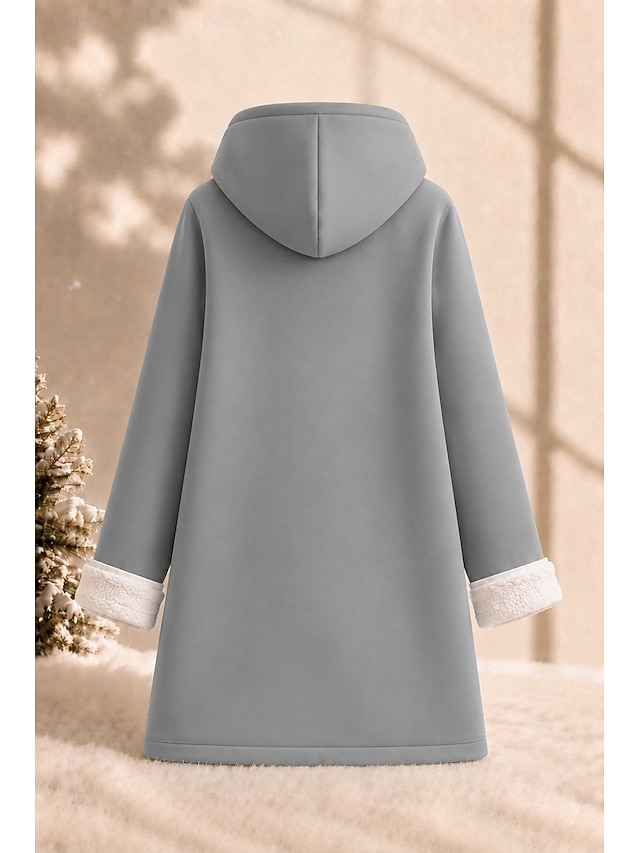 Women's Pullover Hoodie Sweatshirt Print Graphic Animal Warm Fashion Modern Long Sleeve Hooded Long Tops Casual Street Blue Light Pink Pink Red Gray Fall Winter - Gray