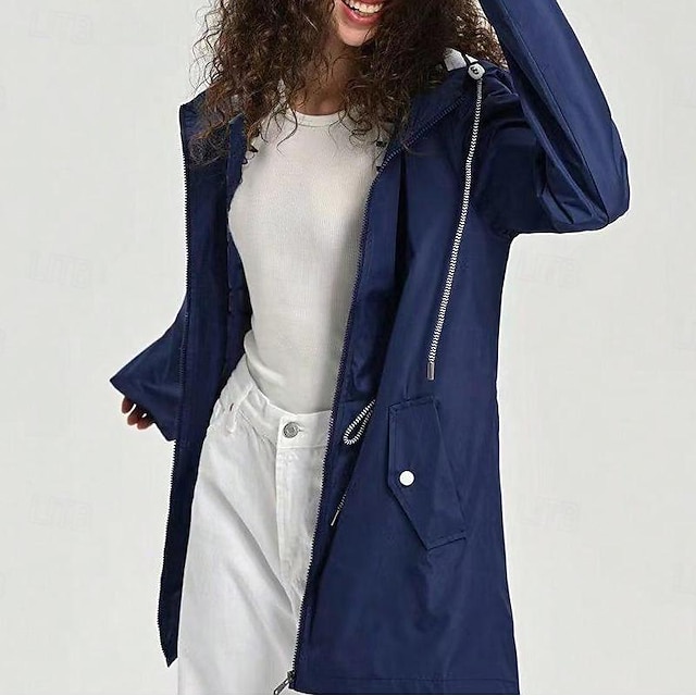 Women's Hiking Raincoat Raincoat Outdoor Waterproof Quick Dry Lightweight Jacket Camping / Hiking / Caving Traveling Blue Black Yellow Pink Red - Dark Blue