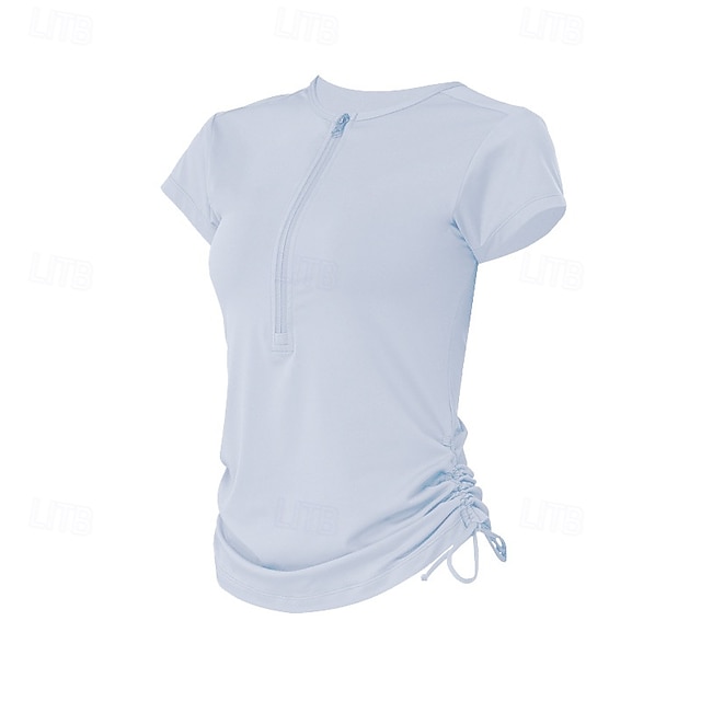 Women's Solid Colored Workout Tee Workout Tops Elastic Sweat-Wicking Breathable Tennis Pickleball Yoga Crew Neck Top White Pink Blue Tennis Clothing - Blue