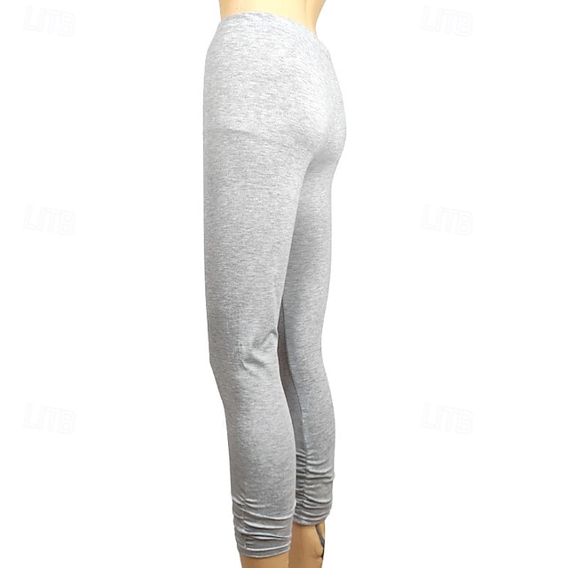 Women's Pants Trousers Leggings Cozy Leggings Streetwear Casual Full Length Natural Plain Elastic Waist Comfy Outdoor Comfortable Outdoor Athleisure Holiday Magenta Dark Grey Lake blue Wine Fall - Light Grey