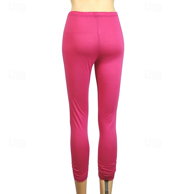 Women's Pants Trousers Leggings Cozy Leggings Streetwear Casual Full Length Natural Plain Elastic Waist Comfy Outdoor Comfortable Outdoor Athleisure Holiday Magenta Dark Grey Lake blue Wine Fall - Fuchsia