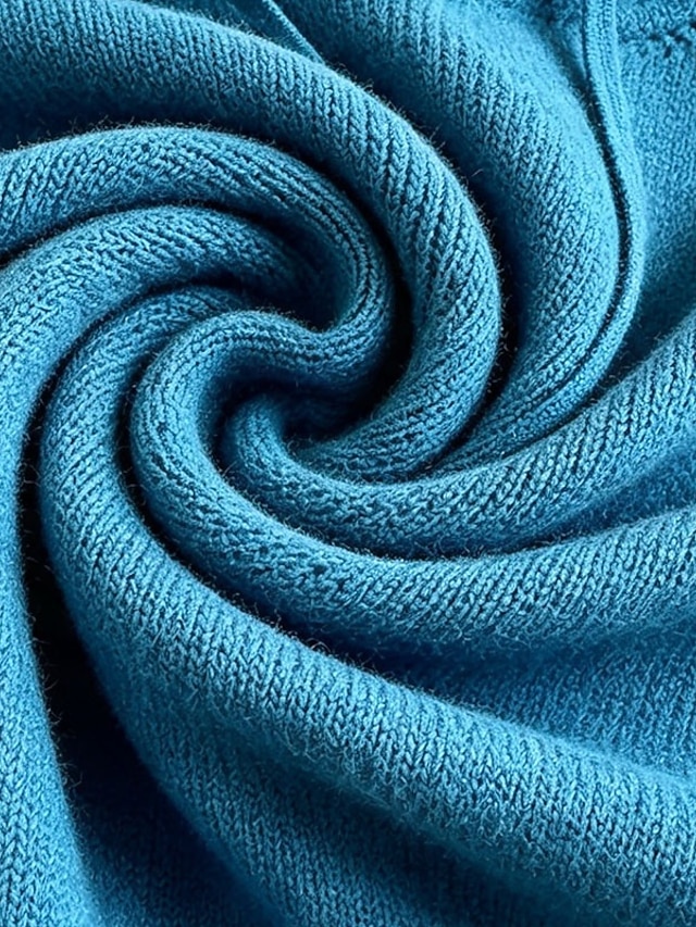 Women's Pullover Sweater Jumper Knit Sweater Streetwear Ribbed Hooded Hooded 3/4 Length Sleeve Long Tops Knit Daily Outdoor Going out Blue White Fall Winter - Blue