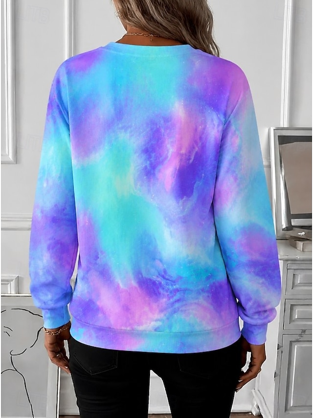 Women's Zip Up Sweatshirts Half Zip Print Graphic Striped Casual Long Sleeve High Neck Half Zip Regular Tops Casual Street Dailywear Blue Spring Fall - Blue