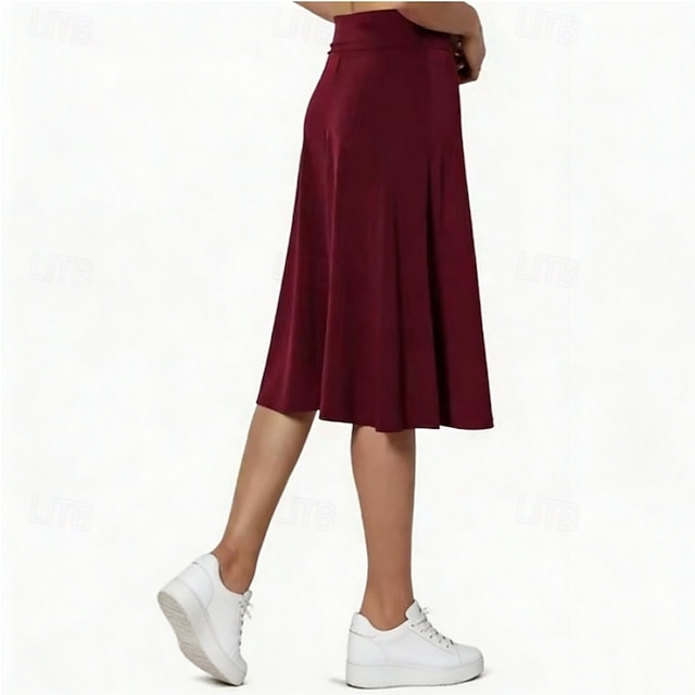 Women's Solid Colored Casual Skirt Tennis Skirts Sport Skirt High Waist Quick Dry Breathable Tennis Golf Pickleball Skirt Dark Grey Black Wine Tennis Clothing - Wine