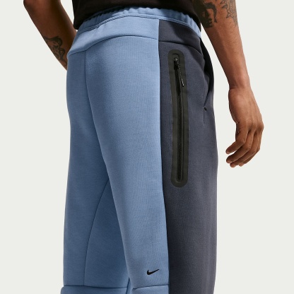 Nike Tech Men's Colour-Block Open-Hem Fleece Trousers – Work Blue/Thunder Blue/Black