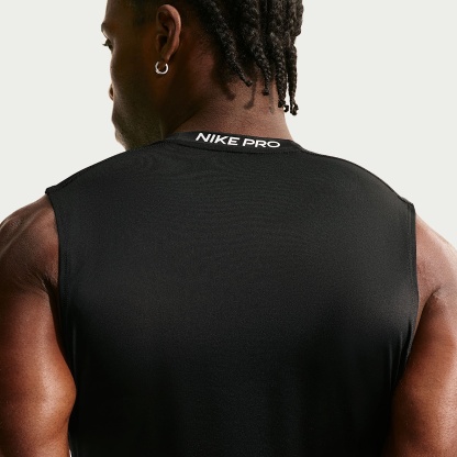 Nike Pro Men's Dri-FIT Tight Sleeveless Fitness Top – Black/White