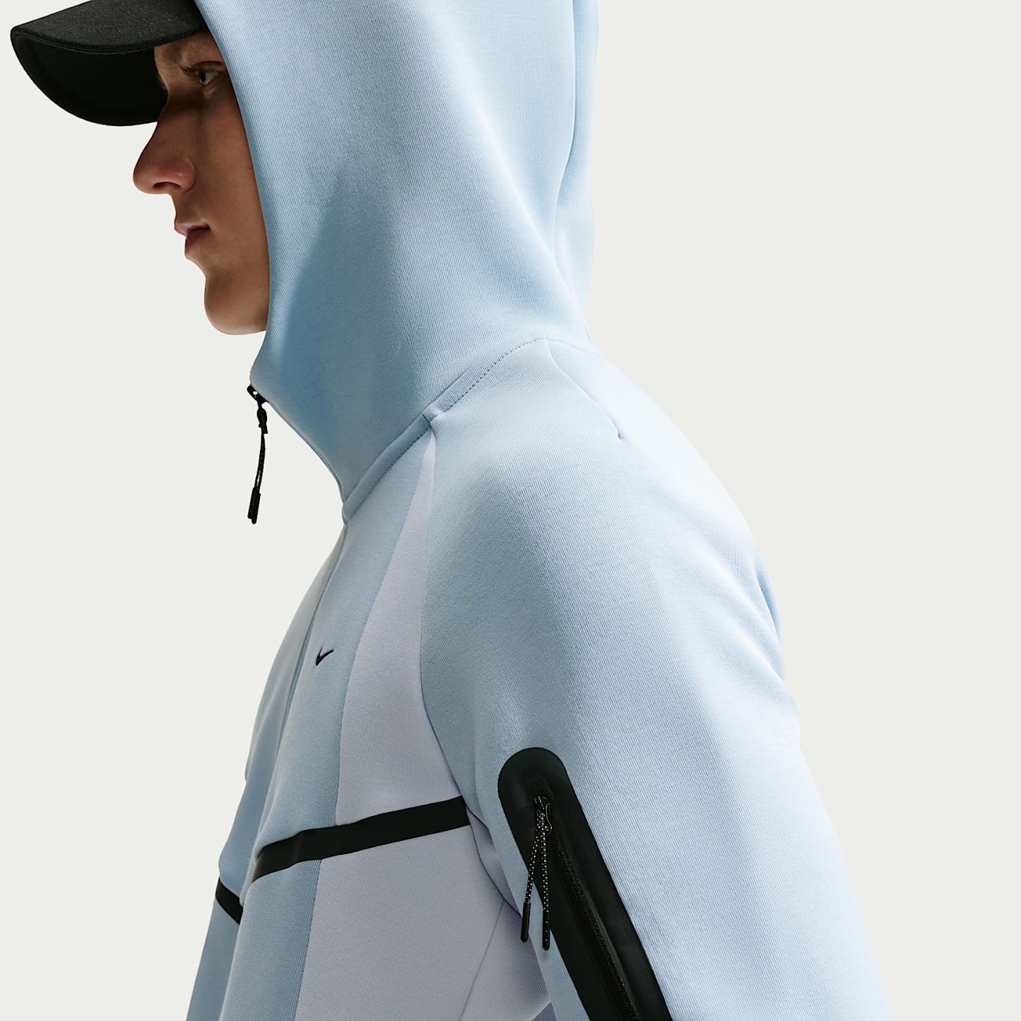 Nike Tech Men's Colour-Block Full-Zip Fleece Windrunner Jacket – Light Armoury Blue/Football Grey/Black