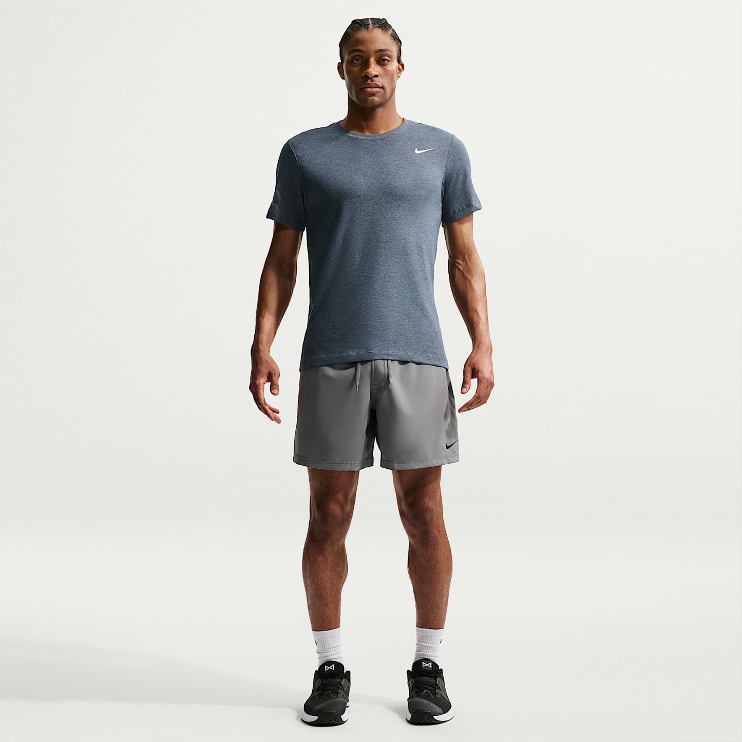 Nike Dri-FIT Men's Fitness T-Shirt – Obsidian Heather/Matte Silver