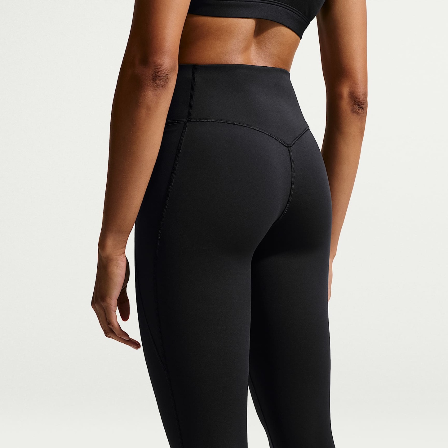 Nike Universa Women's High-Waisted 7/8 Leggings with No Front Seam – Black/Anthracite/Dark Smoke Grey