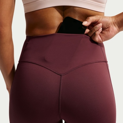 Nike Universa Women's High-Waisted 7/8 Leggings with No Front Seam – Mystic Dates/Mystic Dates/Burgundy Crush