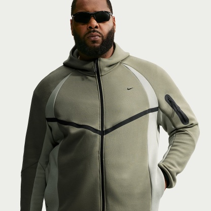 Nike Tech Men's Colour-Block Full-Zip Fleece Windrunner Jacket – Silver Sage/Jade Horizon/Black