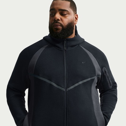 Nike Tech Men's Colour-Block Full-Zip Fleece Windrunner Jacket – Black/Anthracite/Black