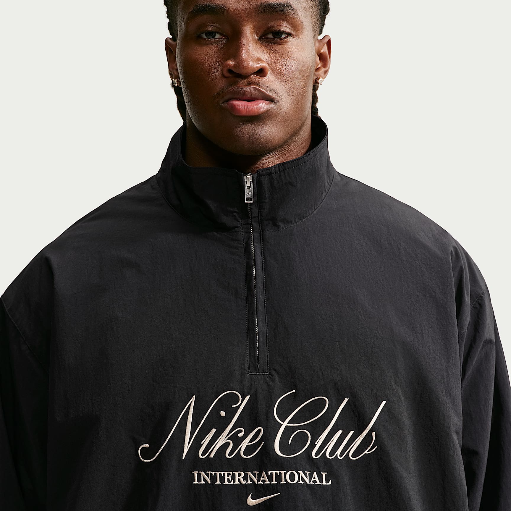 Nike Club Men's 1/2-Zip Jacket – Black/Sand Drift/Sand Drift