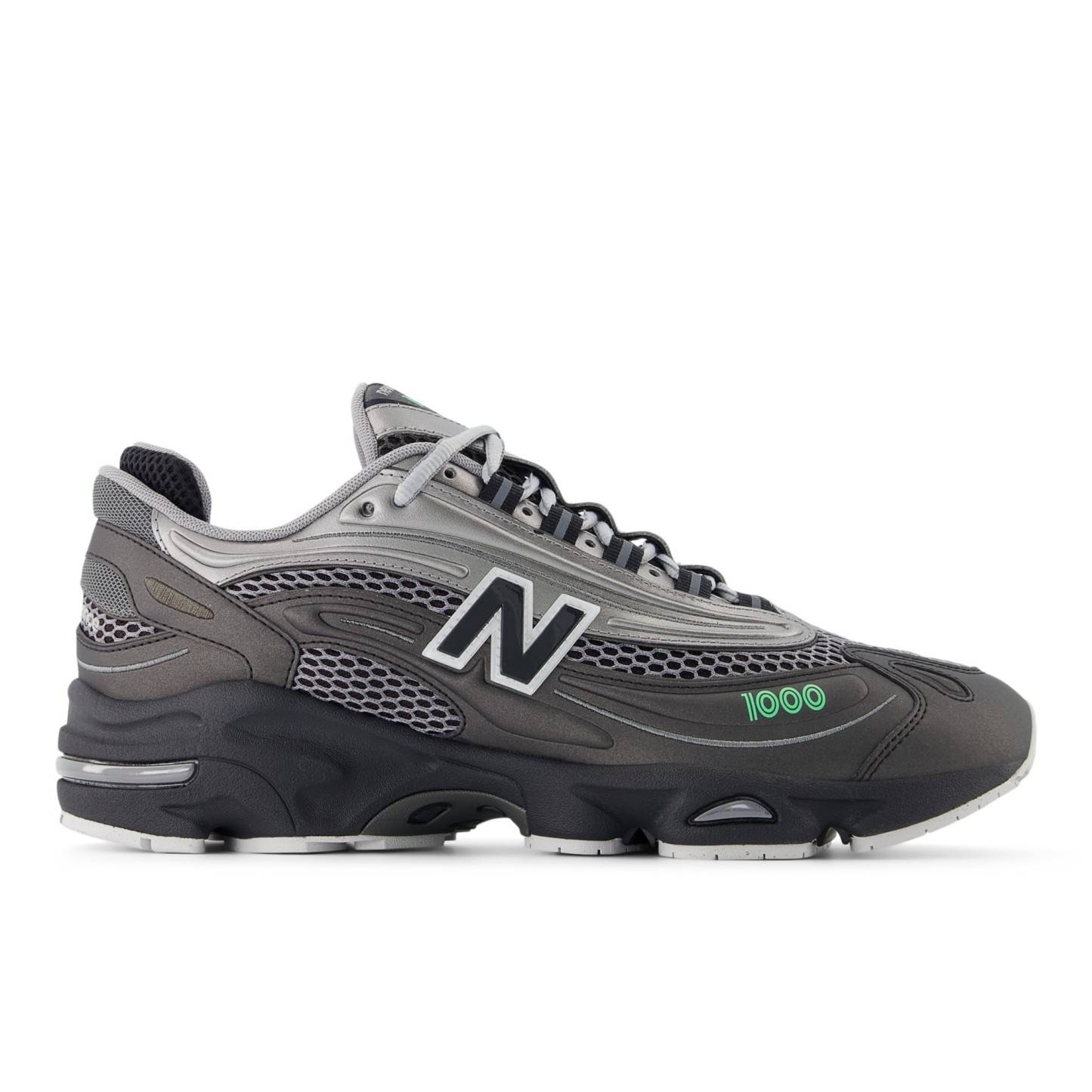 1000 – Black with Dark Silver Metallic and Lime Leaf