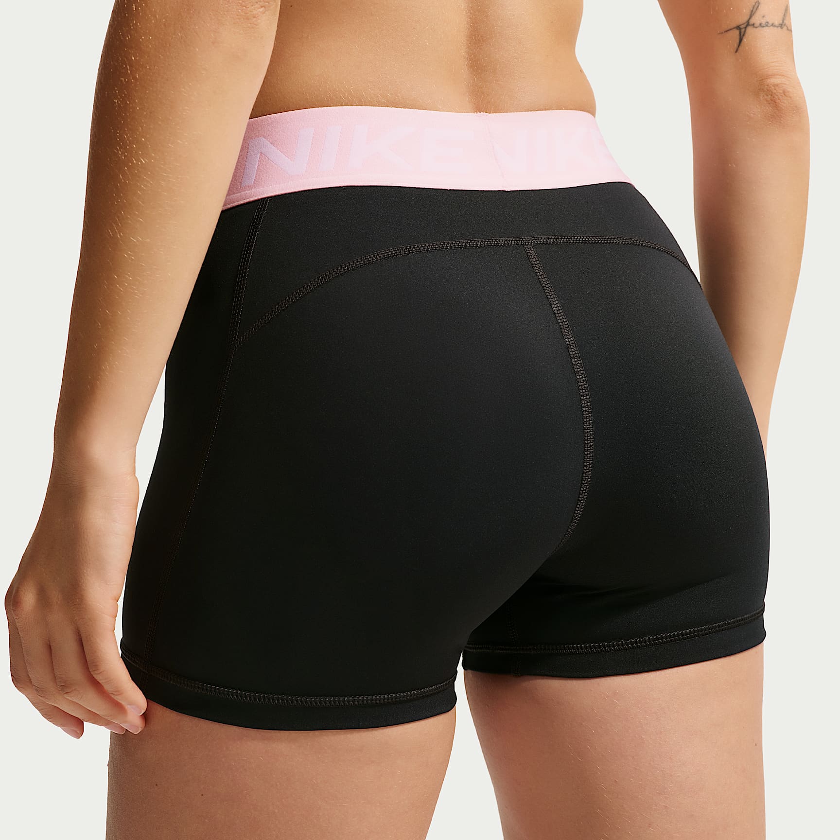 Nike Pro Women's Mid-Rise 7.5cm (approx.) Biker Shorts – Black/Pink Foam/White