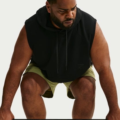 Nike N.A.C. Men's Dri-FIT Fleece Sleeveless Training Hoodie – Black/Black