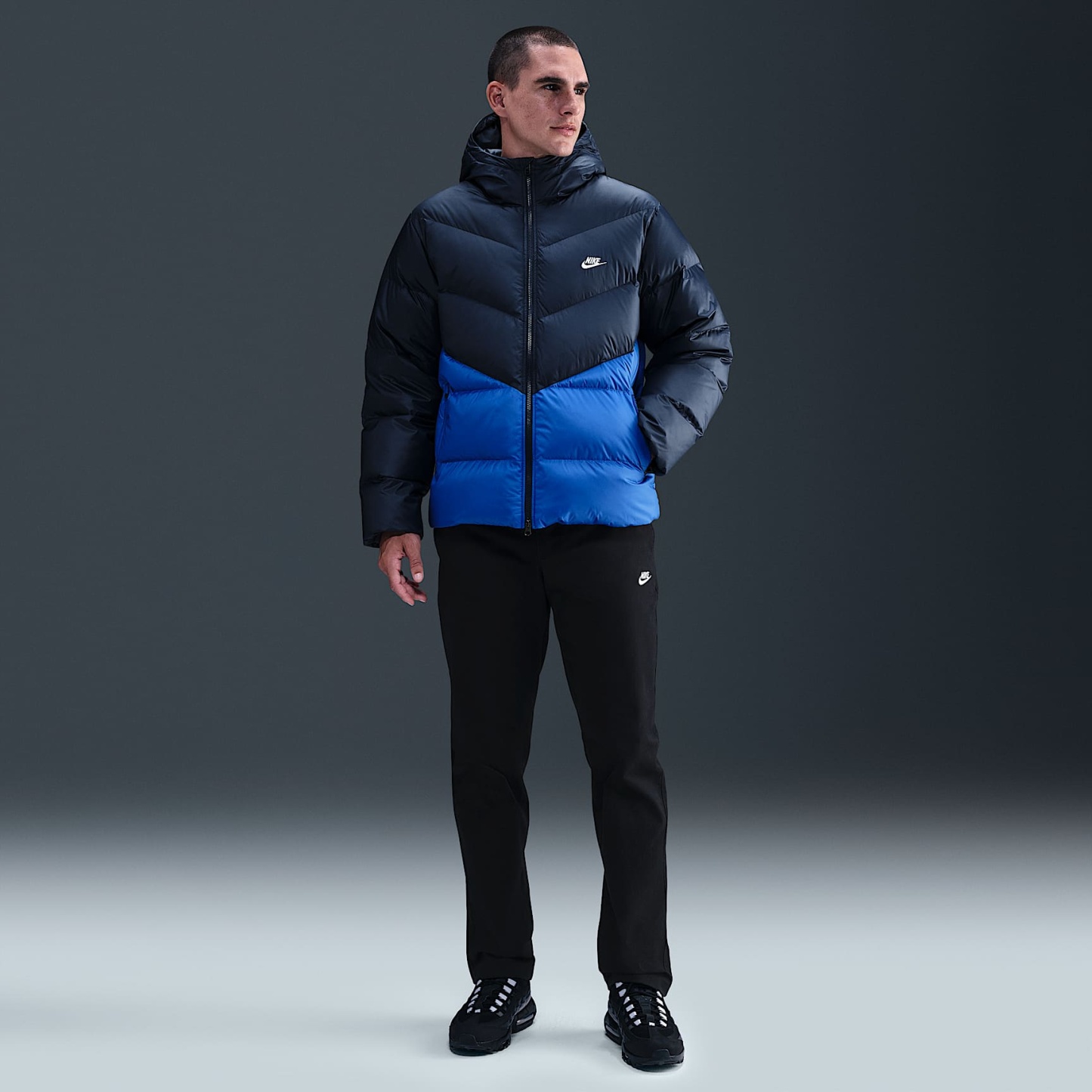 Nike Windrunner Men's Down Jacket – Obsidian/Game Royal/White