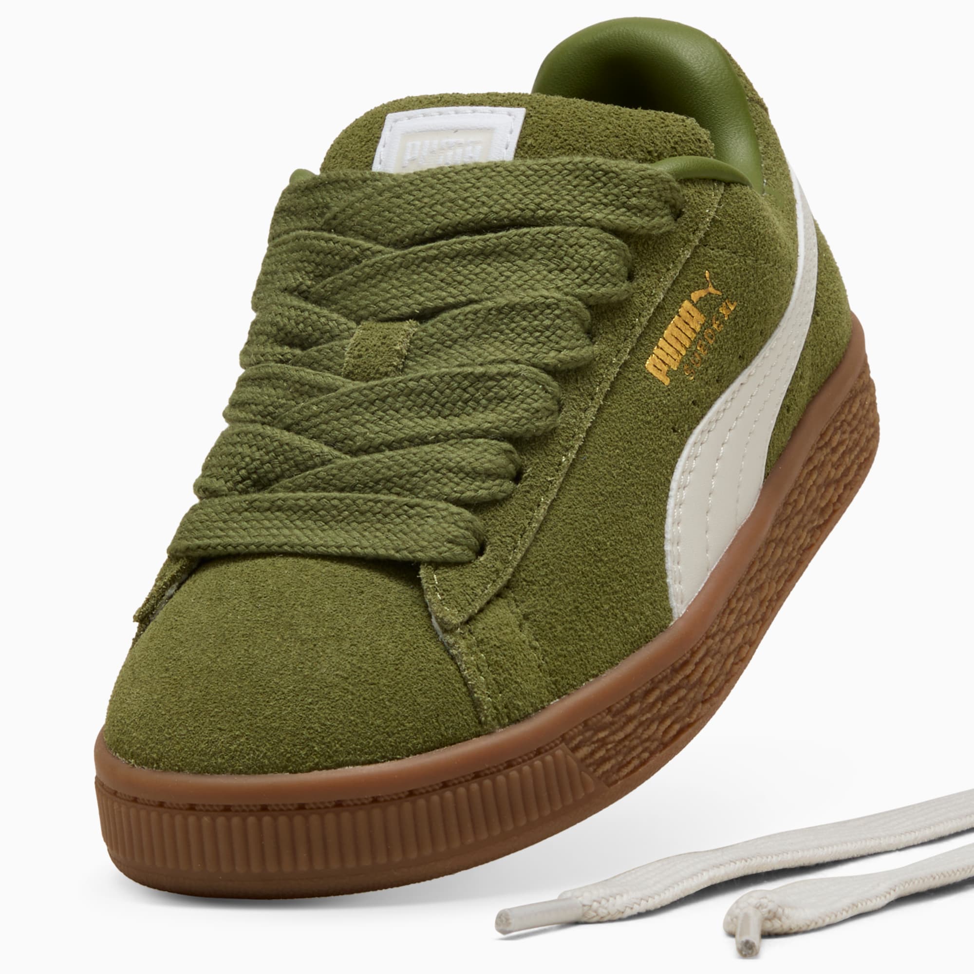 Suede XL Kids' Sneakers – Olive Green-Vapor Gray