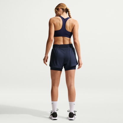 Nike One Women's Dri-FIT High-Waisted 8cm (approx.) 2-in-1 Shorts – Midnight Navy/White