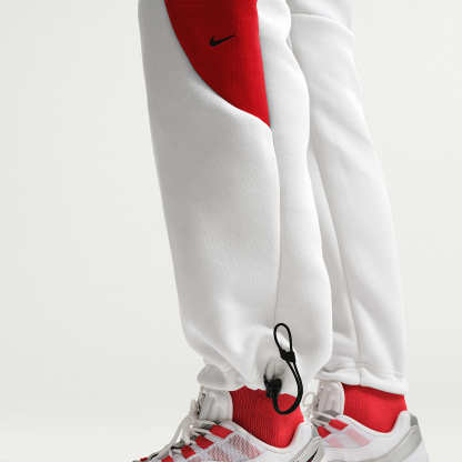 Nike Tech Men's Colour-Block Open-Hem Fleece Trousers – Summit White/University Red/Black