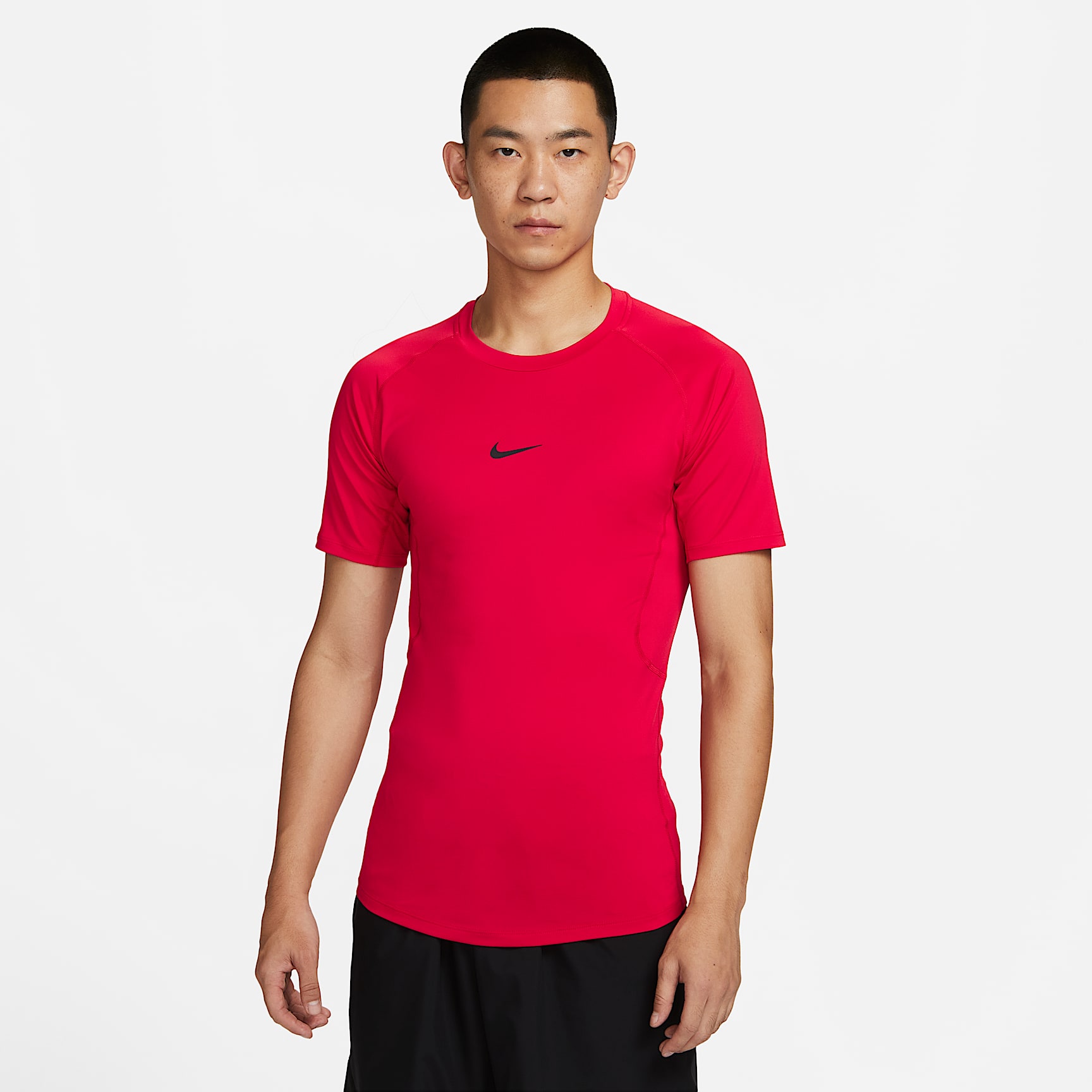 Nike Pro Men's Dri-FIT Tight Short-Sleeve Fitness Top – University Red/Black