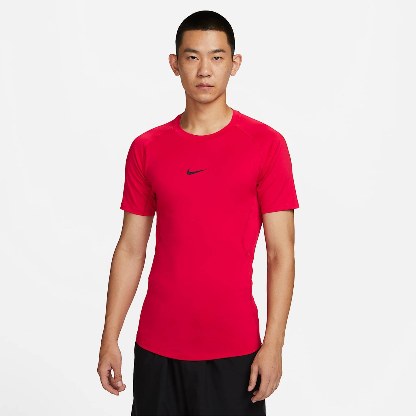 Nike Pro Men's Dri-FIT Tight Short-Sleeve Fitness Top – University Red/Black