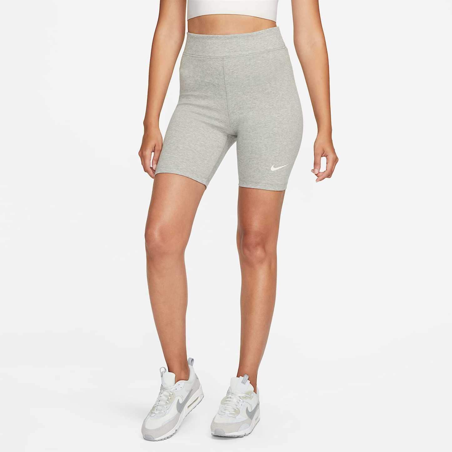 Nike Sportswear Classic Women's High-Waisted 20.5cm (approx.) Biker Shorts – Dark Grey Heather/Sail