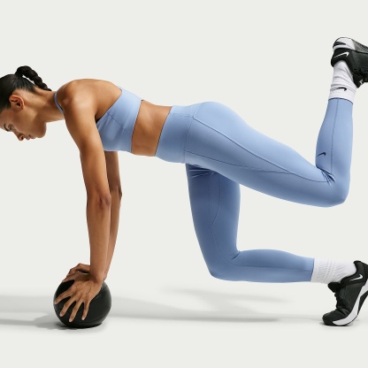 Nike Universa Women's High-Waisted 7/8 Leggings with No Front Seam – Work Blue/Chambray/New Slate