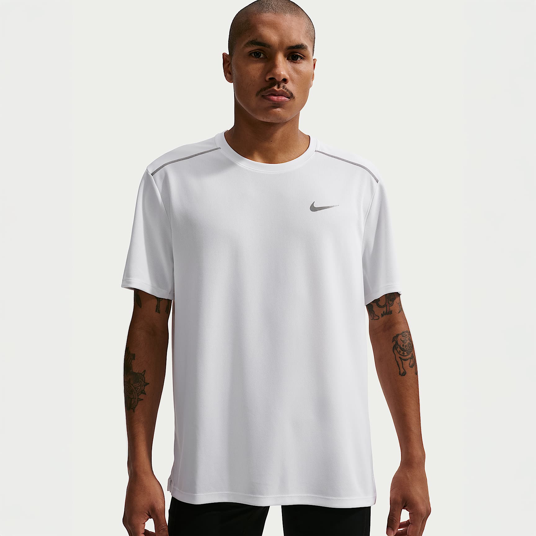 Nike Miler Men's Dri-FIT Short-Sleeve Running Top – White/White