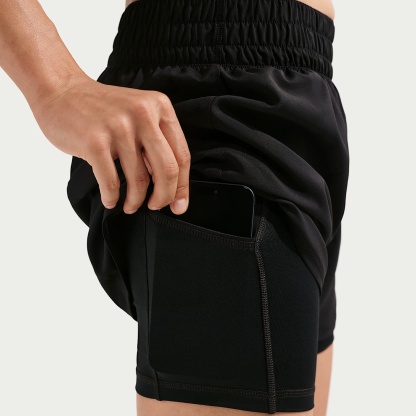 Nike One Women's Dri-FIT High-Waisted 8cm (approx.) 2-in-1 Shorts – Black/White