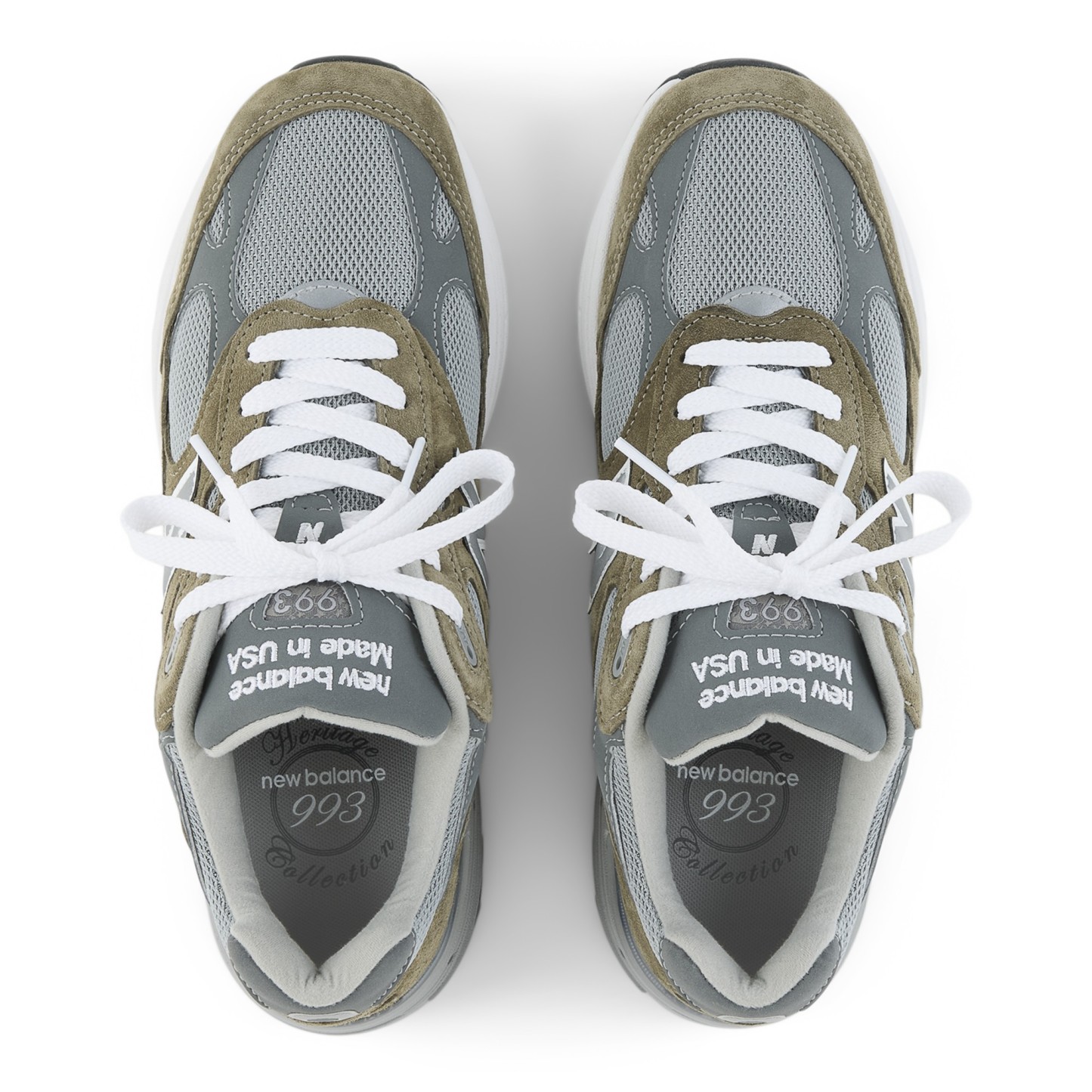 Made in USA 993 – Covert Green with Medium Gray and White