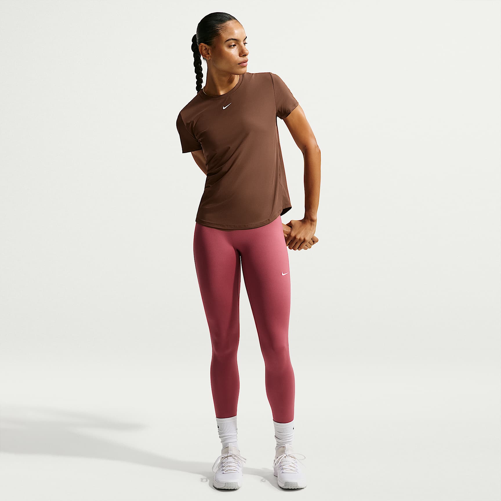Nike One Classic Women's Dri-FIT Short-Sleeve Top – Cacao Wow/White