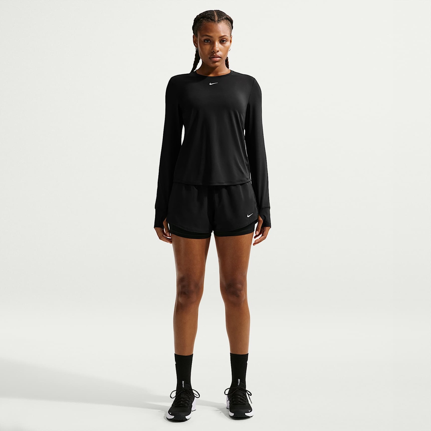 Nike One Women's Dri-FIT Mid-Rise 8cm (approx.) 2-in-1 Shorts – Black/White