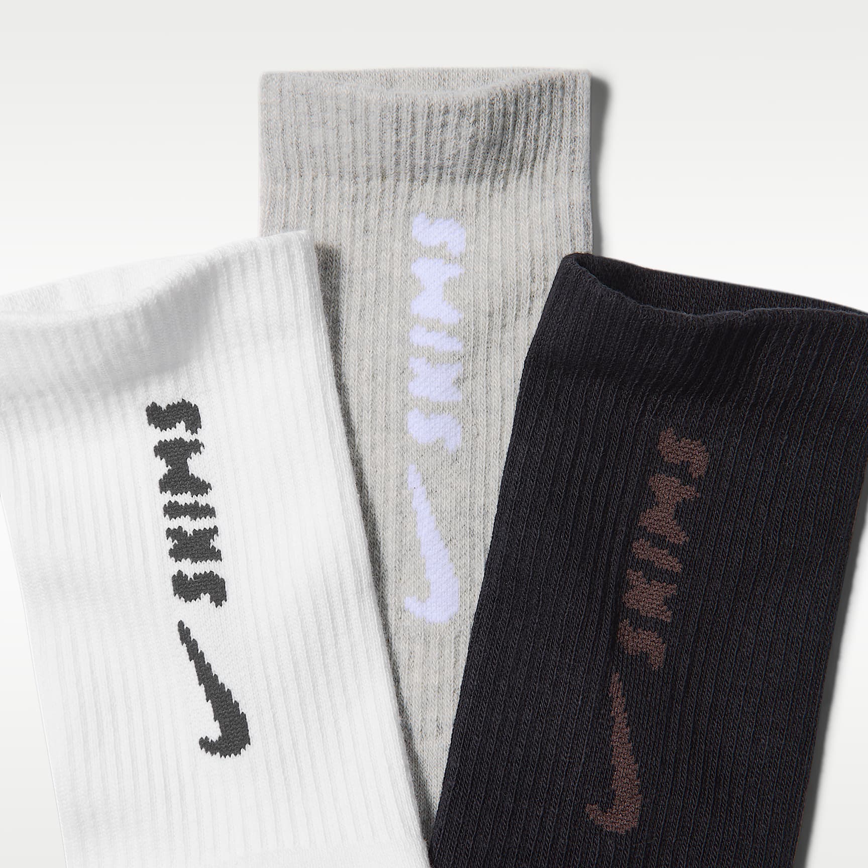 NikeSKIMS Dri-FIT Women's Dri-FIT Crew Socks (3 Pairs) – Multi-Colour/NSKM Snow/Grey Heather