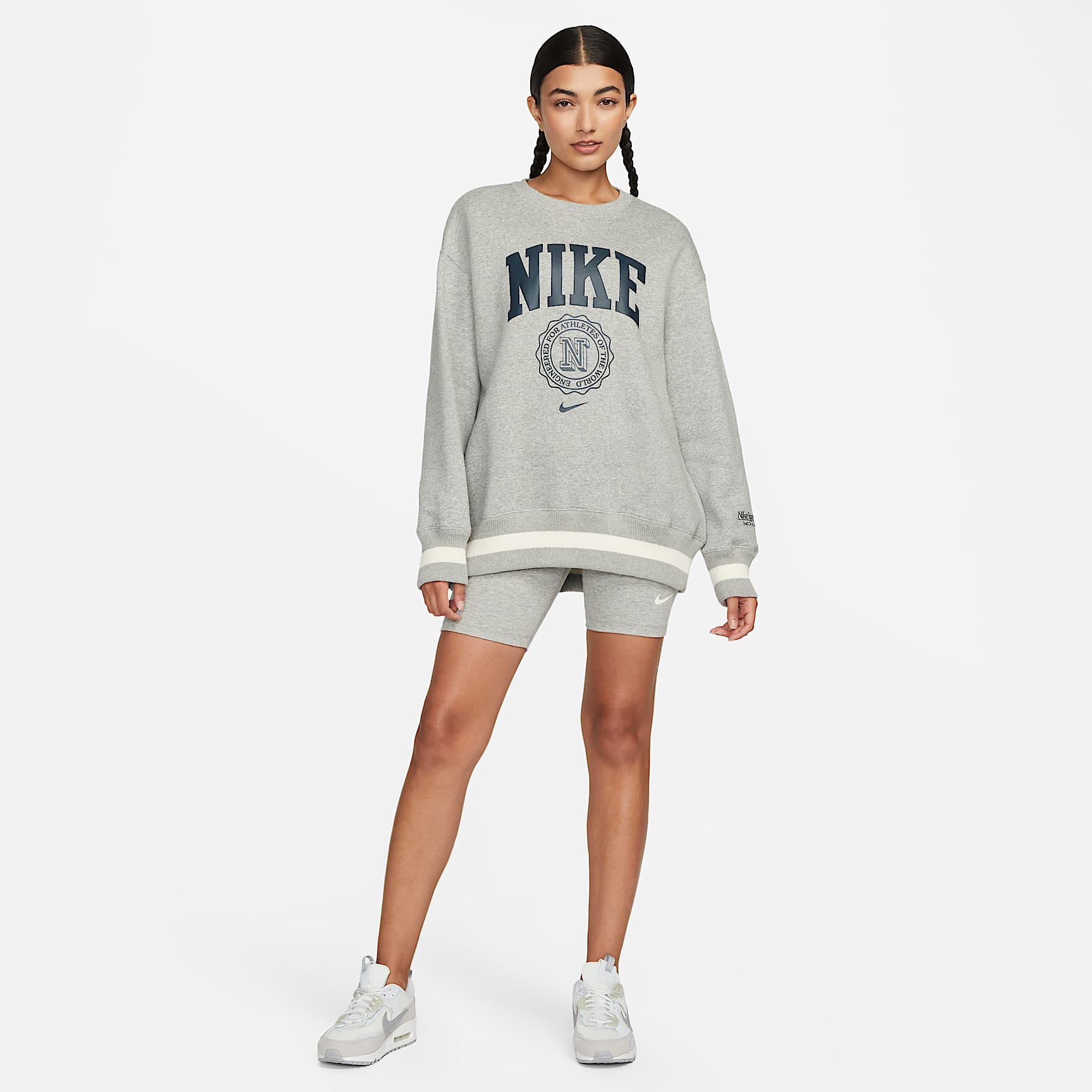 Nike Sportswear Classic Women's High-Waisted 20.5cm (approx.) Biker Shorts – Dark Grey Heather/Sail
