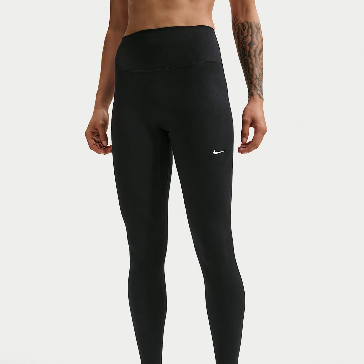 Nike One Seamless Front Women's High-Waisted Full-Length Leggings – Black/White