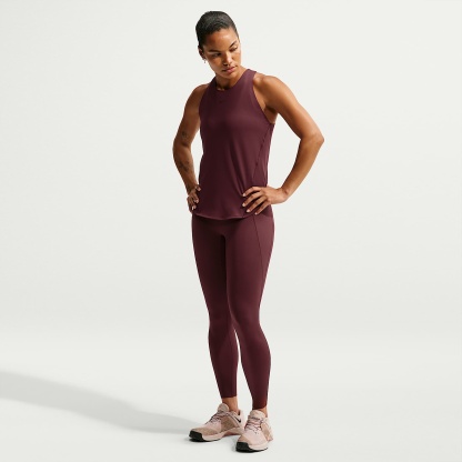 Nike Universa Women's High-Waisted 7/8 Leggings with No Front Seam – Mystic Dates/Mystic Dates/Burgundy Crush